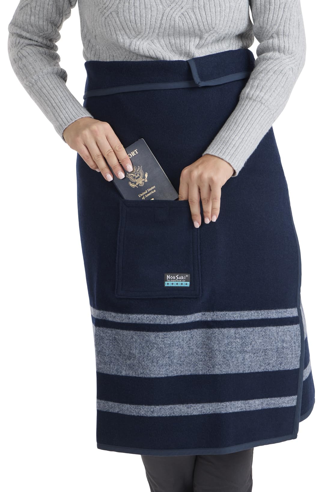 The Wearable Blanket - Ivy League Stripe Navy & Grey Cozy Fleece Blanket Hoodie for Women & Men | Perfect for Lounging, Netflix Nights & Winter Comfort