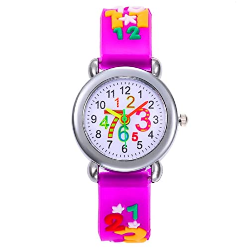 XUSHI Girl Watch 3D Cartoon Digital Sports Quartz Watch with Silicone Strap for Boys Girls - Kids Student Watches for School, Outdoor, Birthday Gifts (Color: Fuchsia)