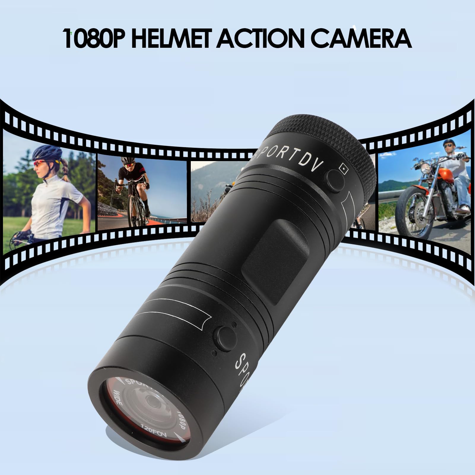 1080P 120° Wide Angle Motorcycle Helmet Camera - Waterproof Mini Sports Action Cam with Mic & 750mAh Battery for Bike, Motorcycle, Car Handlebar - Perfect for Mountain Biking, Wilderness Adventures & Outdoor Sports