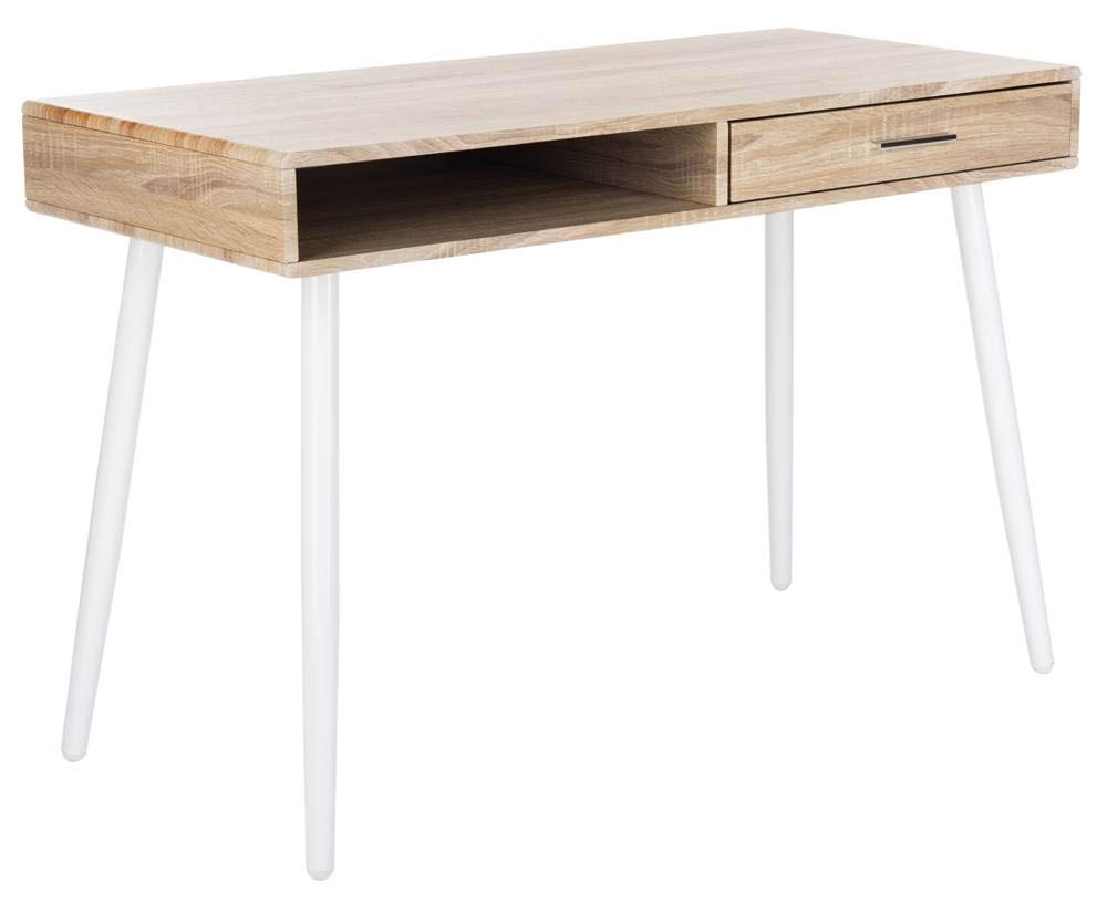 Safavieh Jorja Modern 1-Drawer Home Office Desk - Natural & White Finish, Compact Writing Desk for Small Spaces, Home Office, Study Room & Dormitory