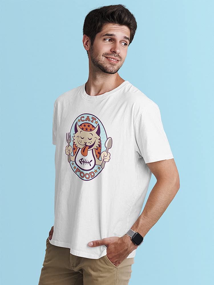 Men's Cat With Spoon And Fork Graphic T-Shirt - Funny Pet Lover Tee For Casual Wear & Gifts