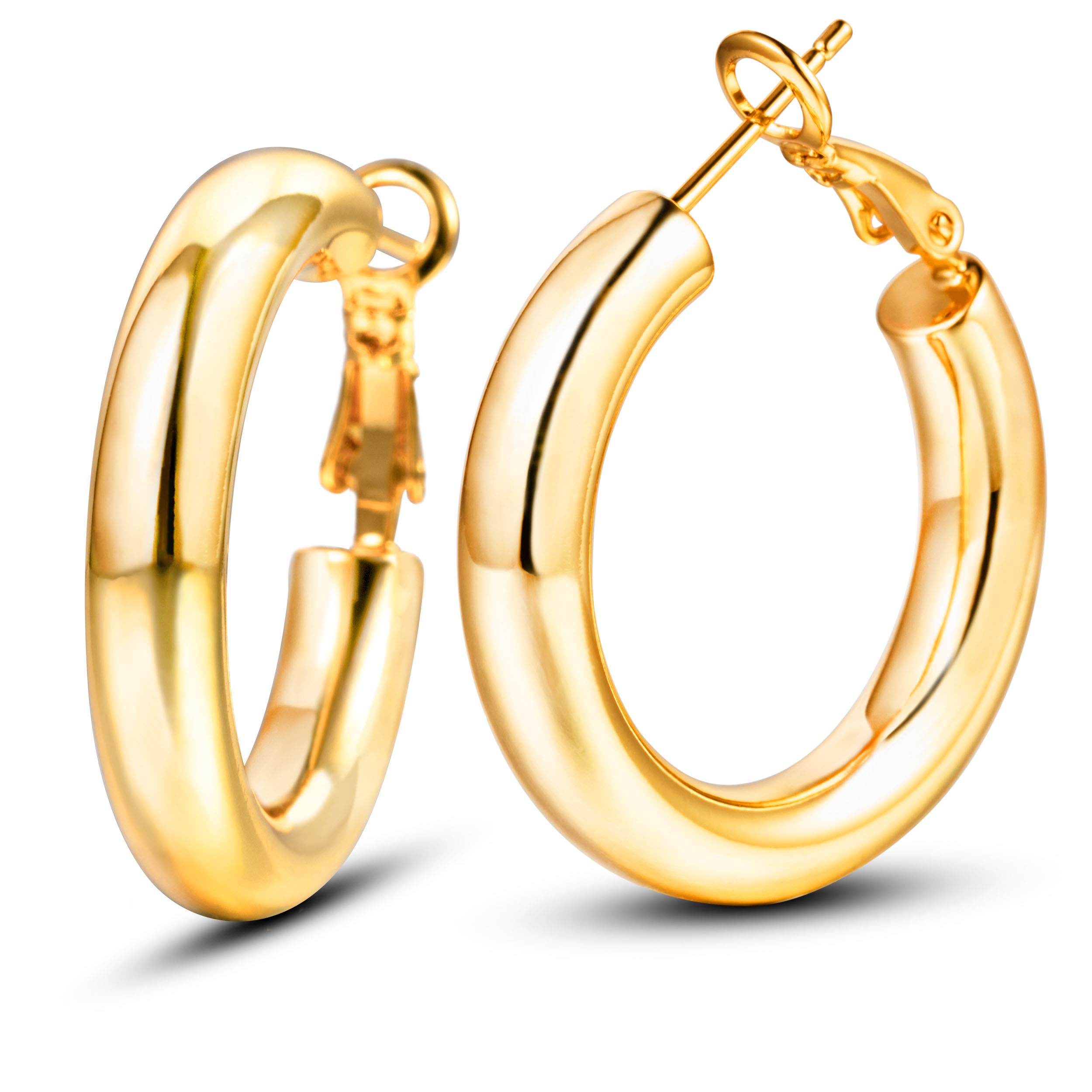 14K Gold Plated Hoop Earrings for Women - Lightweight Chunky Silver Hoops, Fashionable Everyday Jewelry Set, Perfect Gift for Her | Ideal for Parties, Work, and Casual Wear