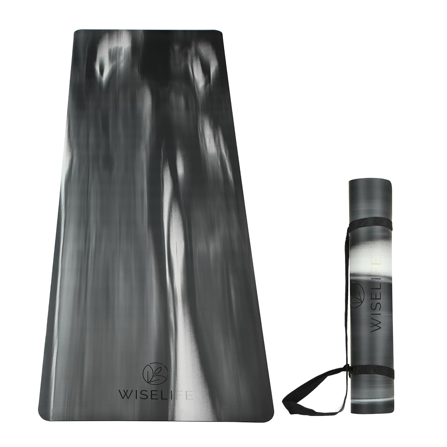 Premium Suede & Natural Rubber Yoga Mat with Cork Top - Extra Large 5MM Thick Non-Slip Exercise Mat for Yoga, Pilates & Home Workouts - Includes Carry Strap (PU Black Marble Design) - Ideal for Hot Yoga, Gym Sessions & Meditation Practices