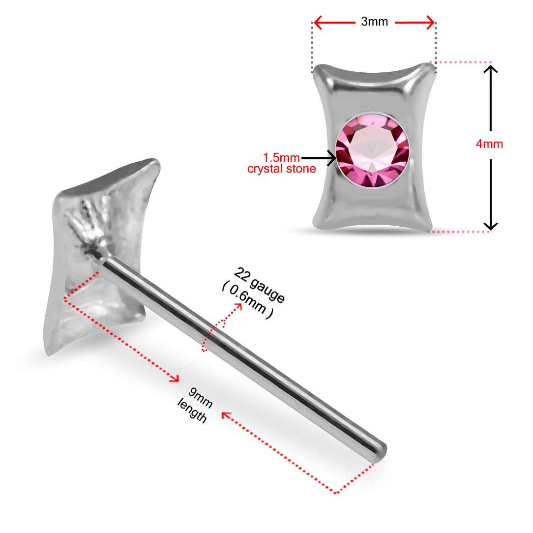 Elegant Jeweled Bow Sterling Silver Straight Nose Pin - Hypoallergenic Body Jewelry for Women | Perfect for Parties, Weddings & Special Occasions