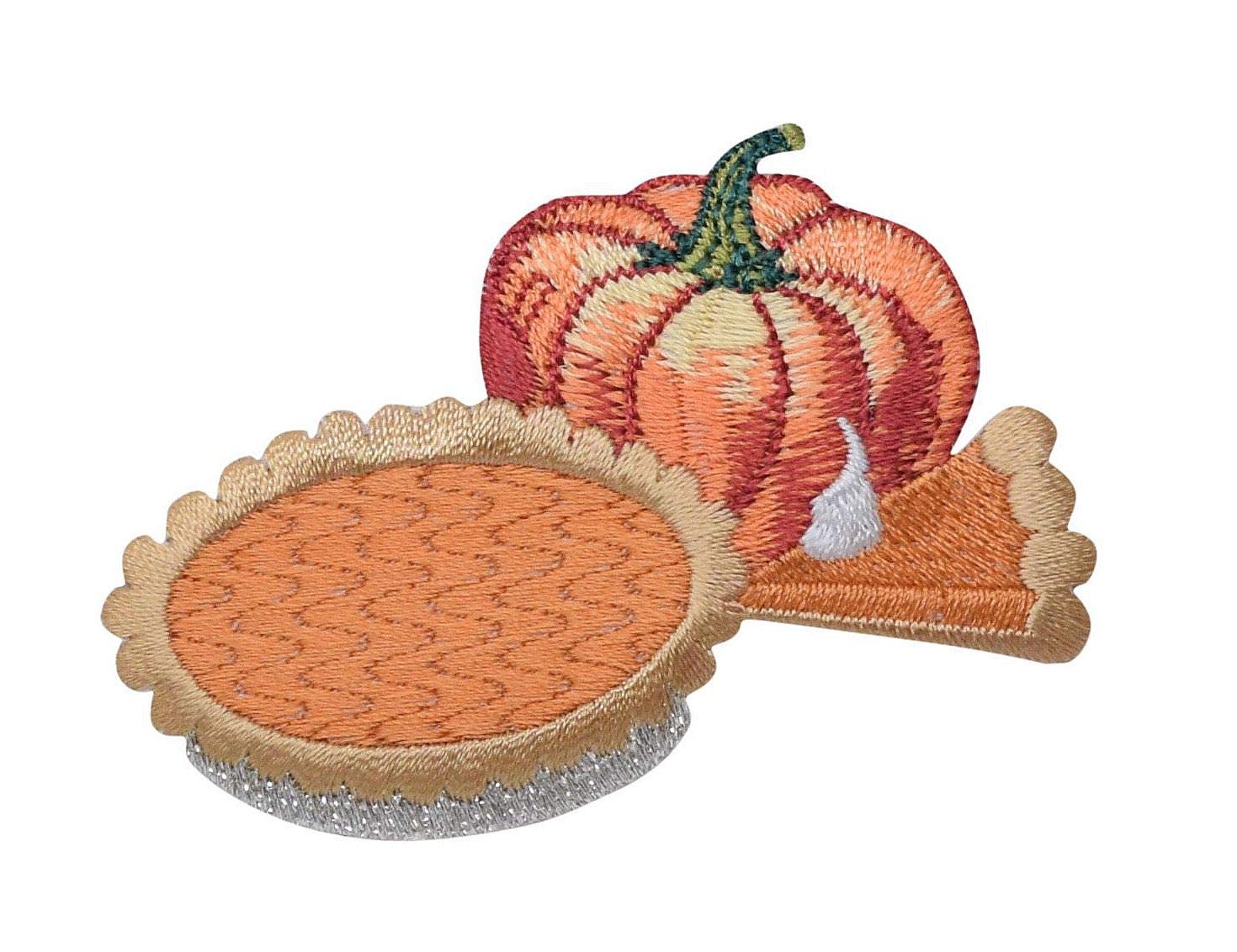 Pumpkin Pie Embroidered Iron-On Patch - DIY Sewing Applique for Jackets, Hats & Bags - Fall & Thanksgiving Decor
