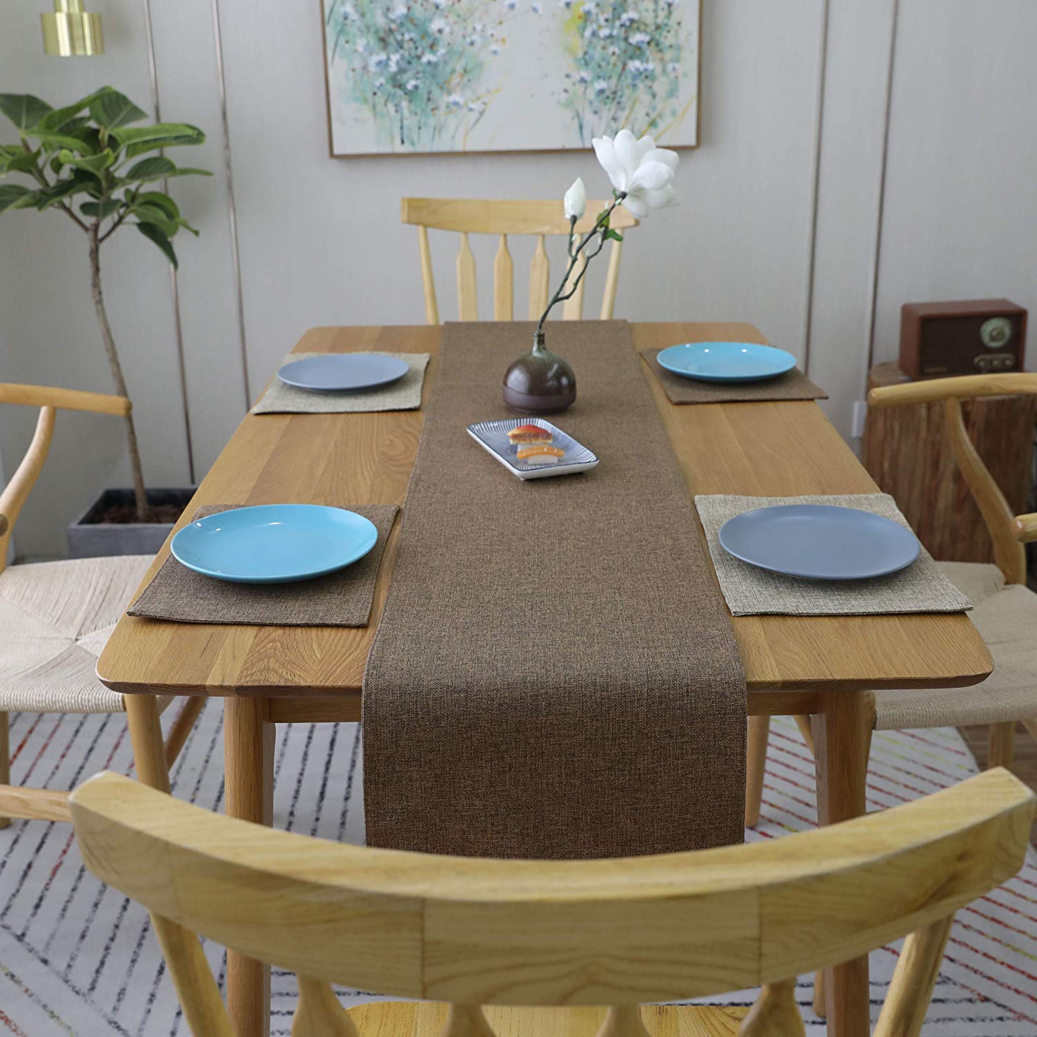 Jute Table Runner Heat Resistant, 12x36 Inches Brown Dining Table Runner for Wedding Party, Dining Table Decor, Kitchen Table, and Outdoor Events