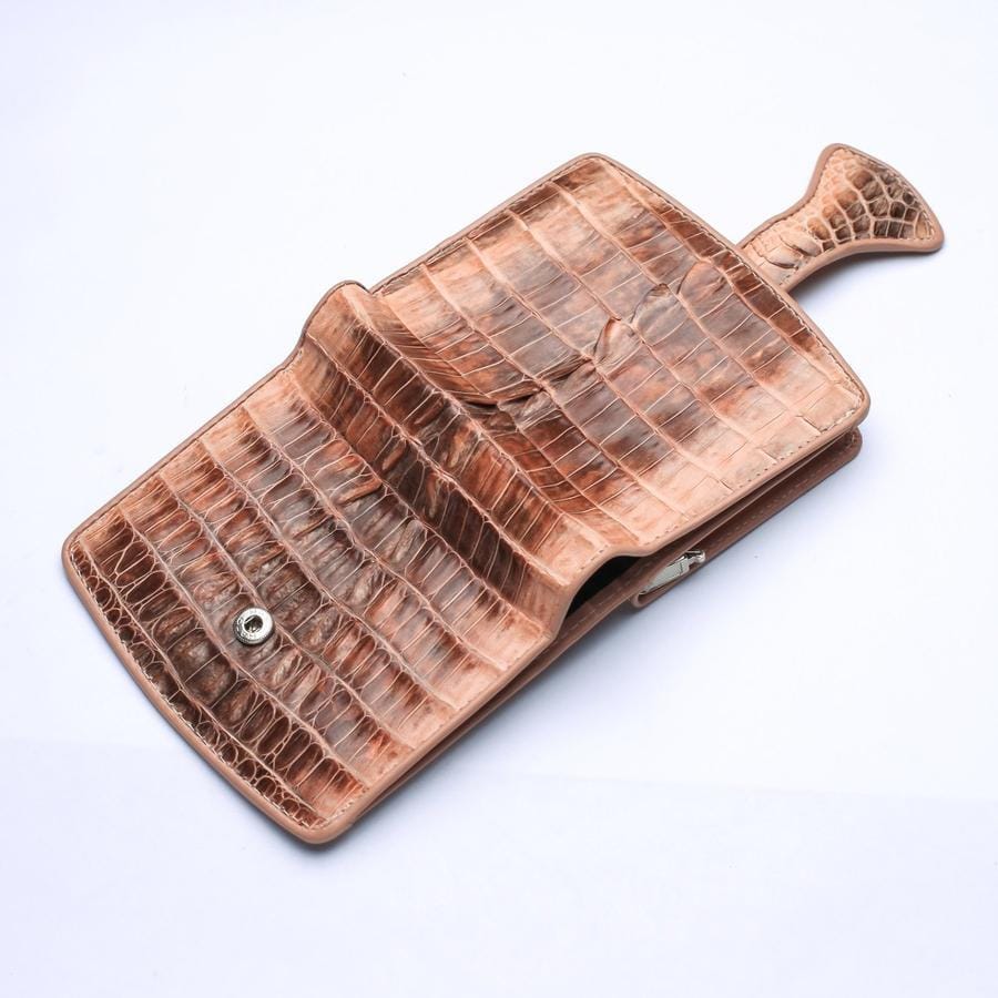 Two-Tone Old Rose Crocodile Embossed Women's Wallet - Luxury Leather Clutch for Everyday Use & Special Occasions