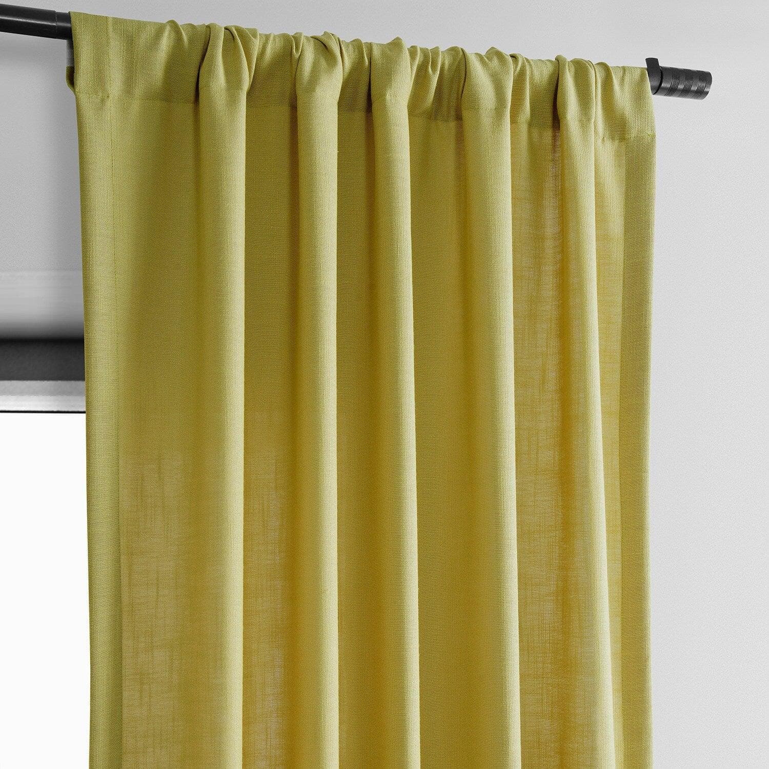 Ochre Classic Faux Linen Curtains - Elegant Window Drapes for Living Room & Bedroom | Light Filtering & Privacy Sheer Panels