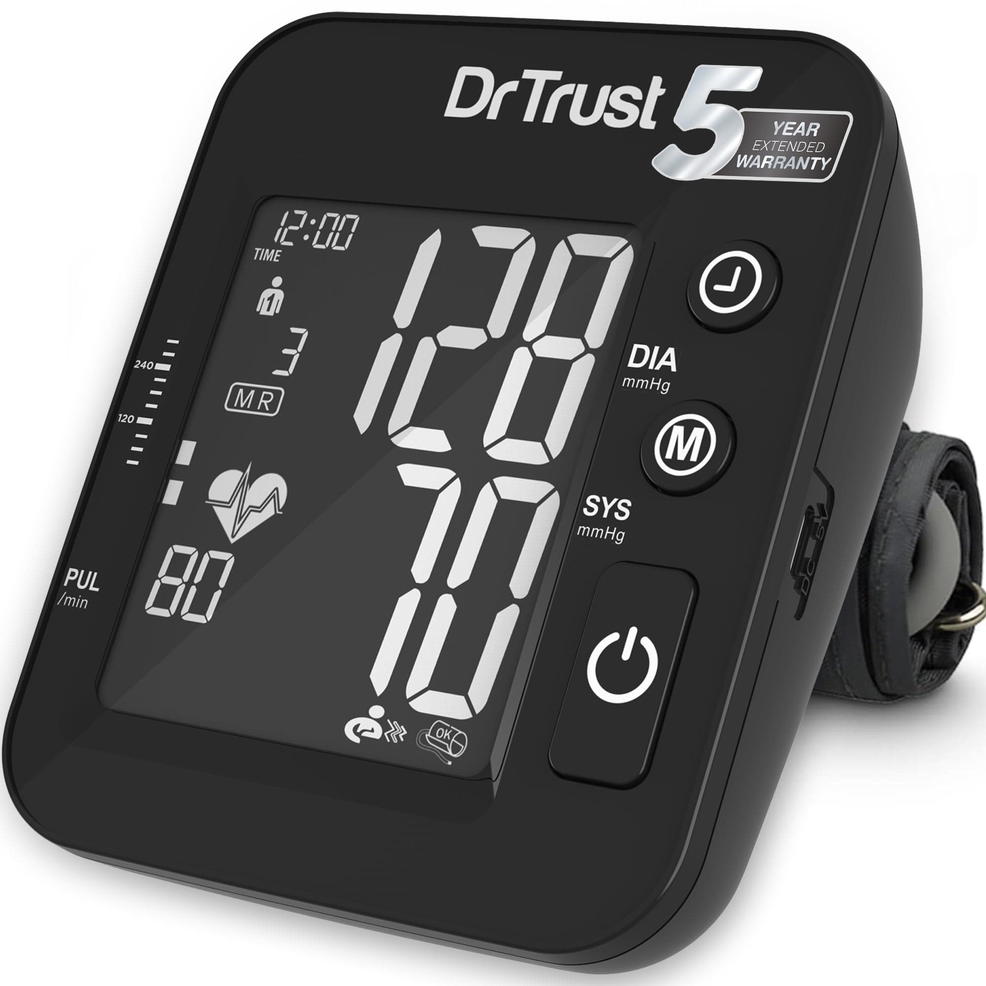 Dr Trust USA IntelliTrack Dual Fully Automatic Talking Blood Pressure Monitor with USB & Battery Power - Accurate Digital BP Machine for Home Use (Black) - Ideal for Daily Health Tracking & Senior Care