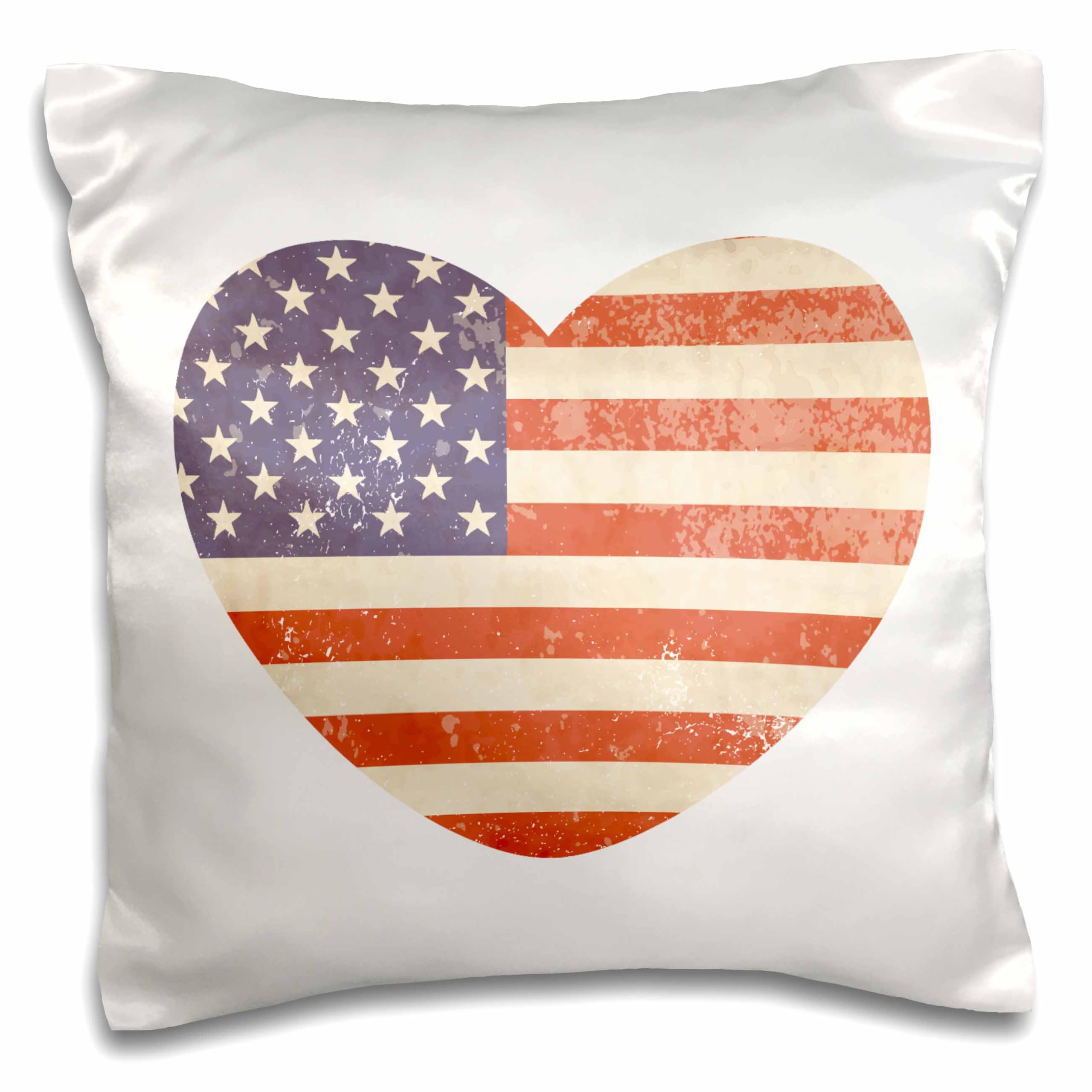 3D Rose American Flag Heart Patriotic USA Art Pillow Case - 16x16 Inch Decorative Throw Pillow Cover for Home, Living Room, Bedroom & Office Decor - Perfect for Independence Day, Memorial Day & Patriotic Events