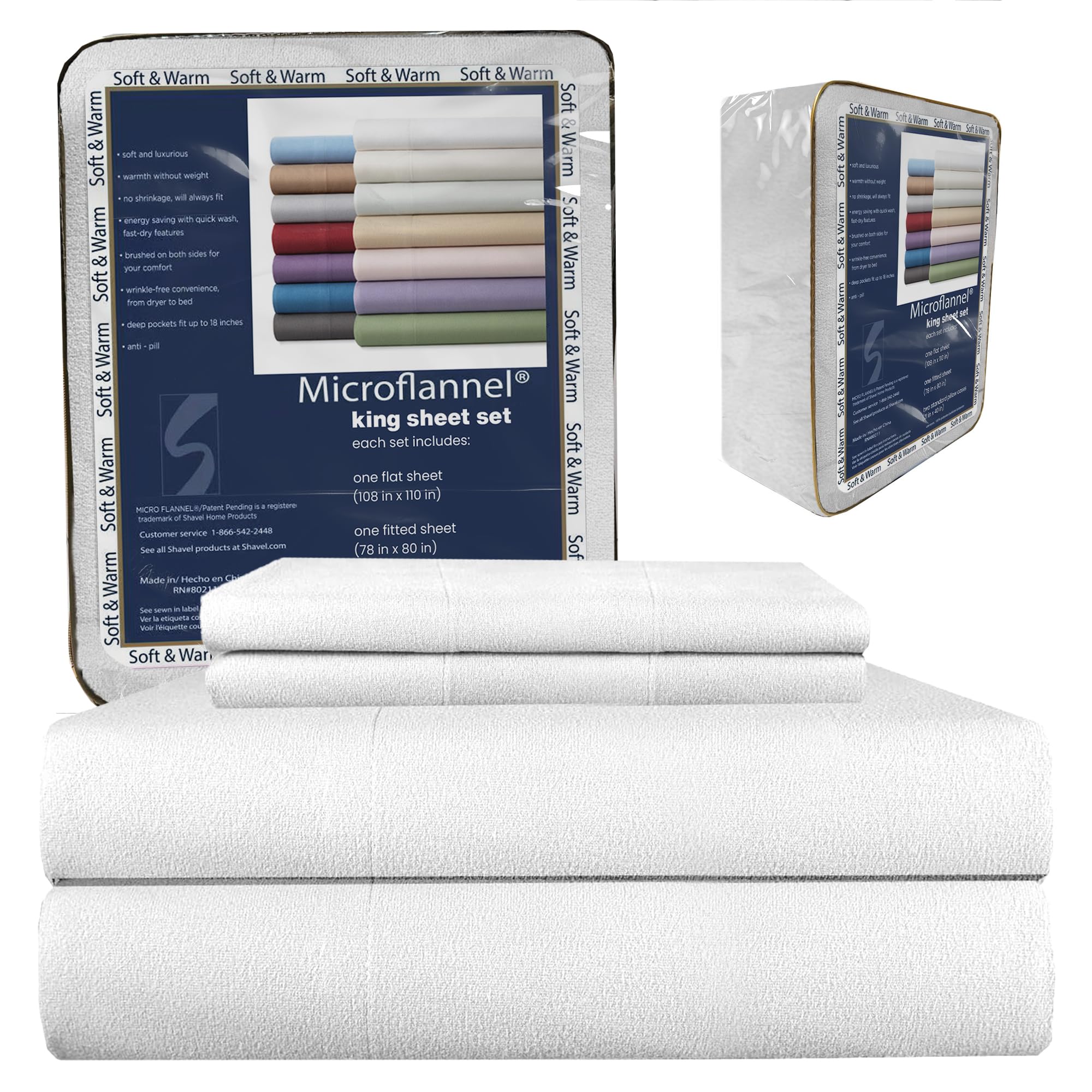 Thermee Micro Flannel Sheets Set - King Size 18