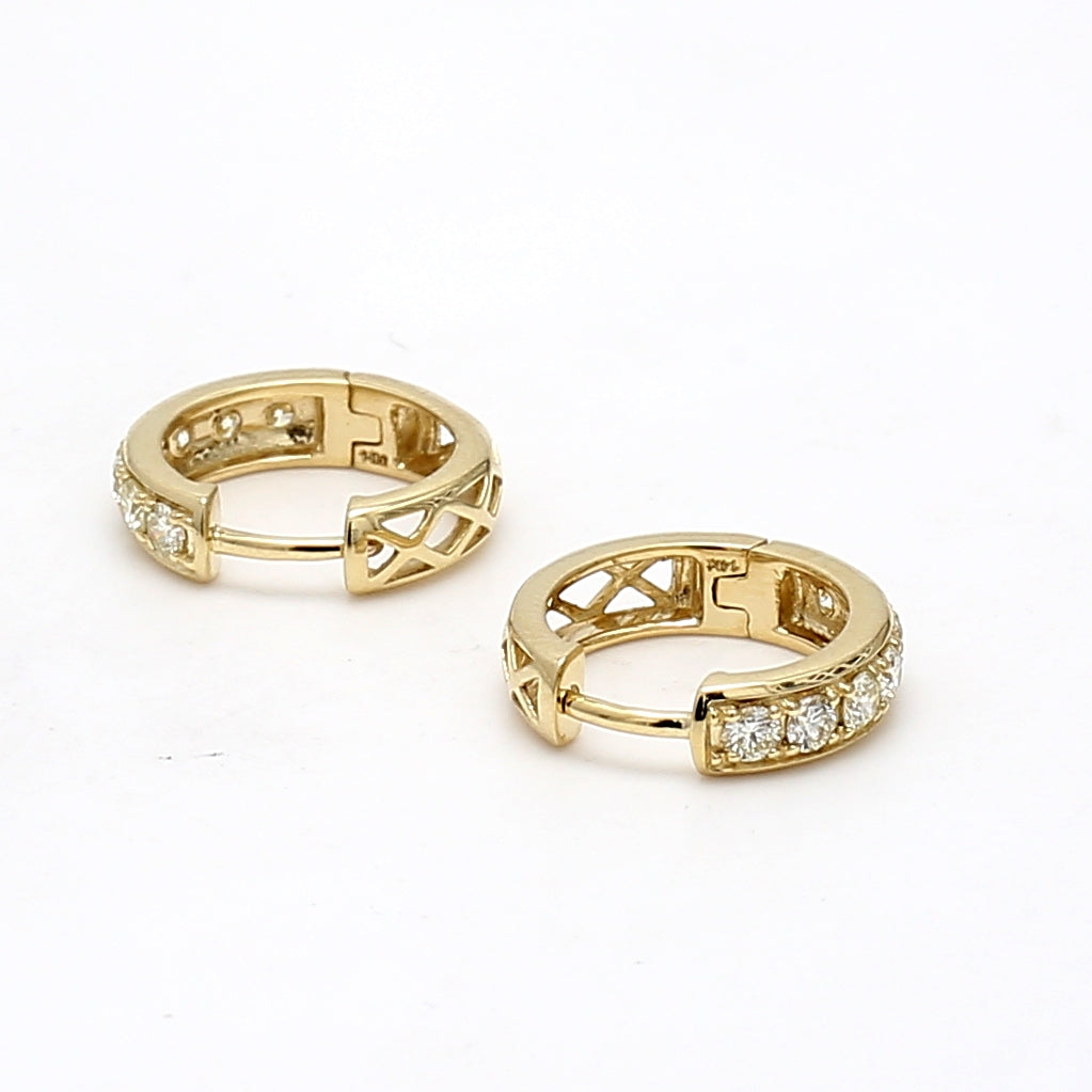 0.70 Carat Round Brilliant I SI1 Diamond 14K Yellow Gold Hoop Earrings for Women - Perfect for Weddings, Anniversaries & Everyday Elegance