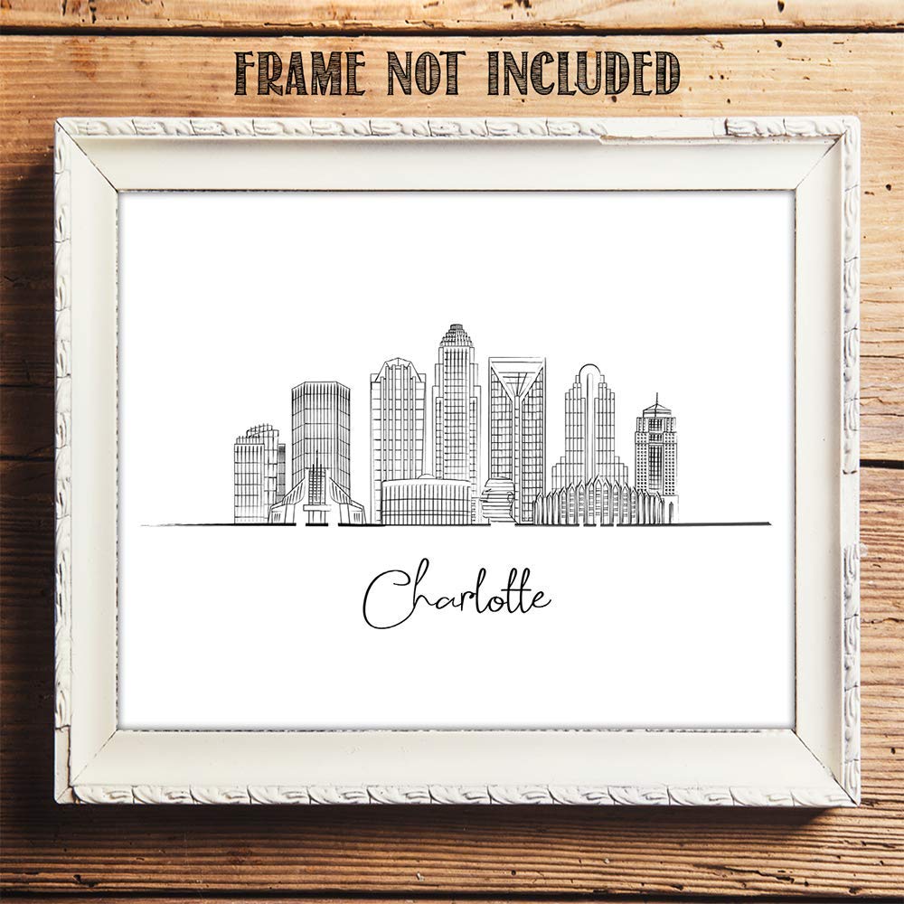 Charlotte Skyline Wall Art Print 11x14 - Perfect for Bedroom & Home Decor