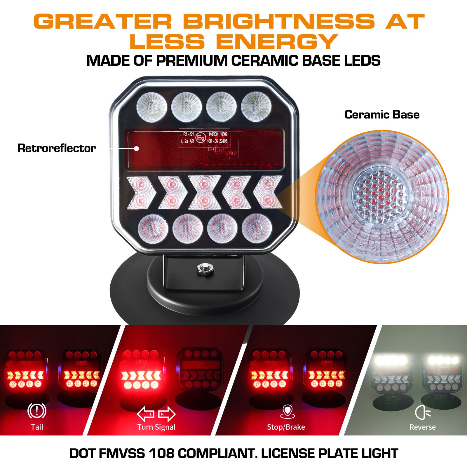 USB-C Magnetic Wireless Trailer Lights - Adjustable Rechargeable Towing Light Kit with Powerful Suction Base & Retroreflectors for Trucks, Boats, RVs, Vehicles & Caravans | Perfect for Night Towing, Camping & Roadside Safety