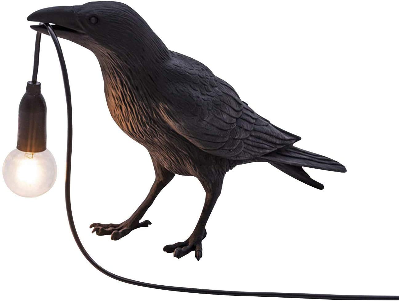 Modern Art Deco Raven Table Lamp - Stylish Bird Desk Light for Living Room & Bedroom Decor - Perfect for Home Office, Study, or Nightstand Lighting