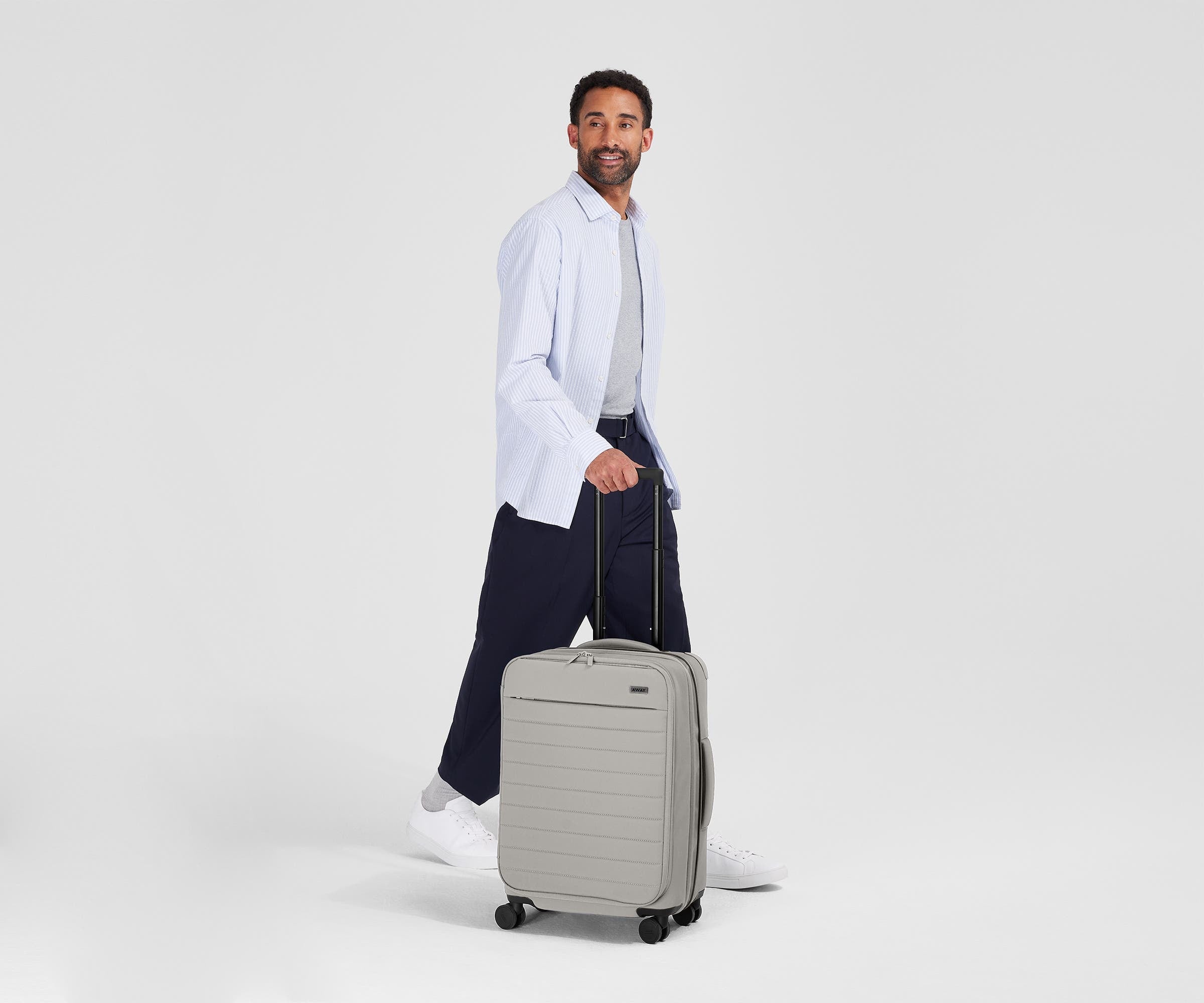 Softside Bigger Carry On Luggage in Cloud Gray - Lightweight Expandable Suitcase for Travel, Business Trips & Weekend Getaways