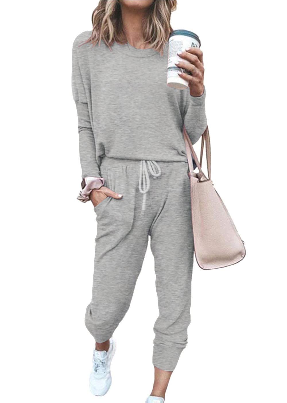 ETCYY Women's Lounge Sets - Soft Sweatsuits Two Piece Outfit with Long Sleeve Top & Pants for Workout, Yoga, Travel & Home Relaxation