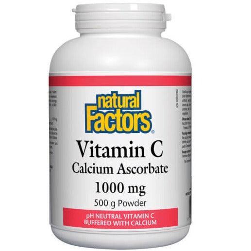 Natural Factors Vitamin C Calcium Ascorbate 1000mg Powder (500g) - Immune Support & Antioxidant Boost for Daily Wellness & Skin Health