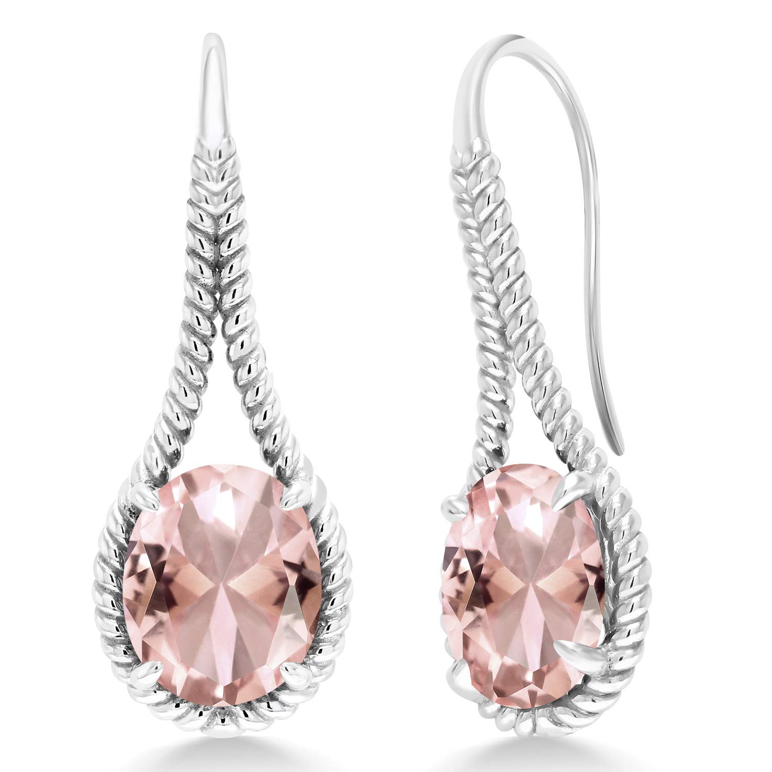 Gem Stone King 12x10mm Oval Gemstone Dangle Earrings for Women - 925 Sterling Silver Birthstone French Wire Drop Earrings (1.18 Inch) | Perfect Gift for Birthday, Anniversary & Special Occasions | Elegant Jewelry for Parties, Weddings & Everyday Wear