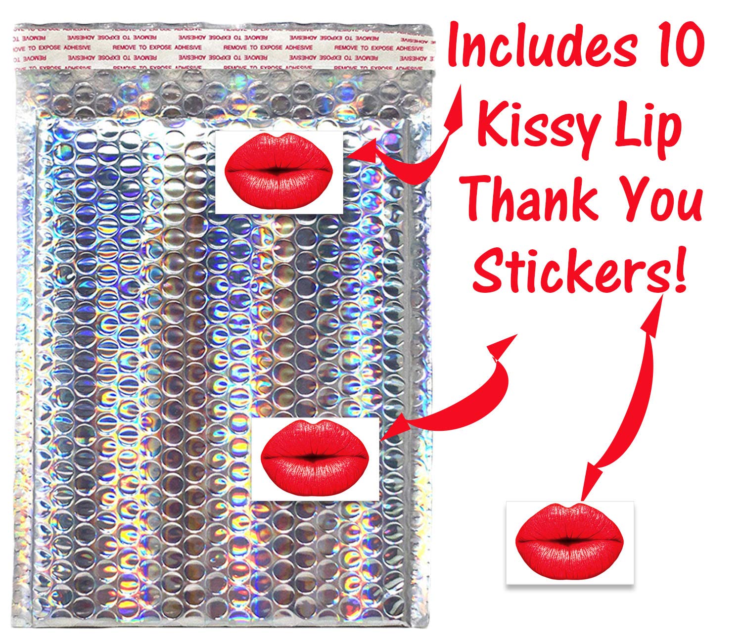 Large Metallic Holographic Bubble Mailers 10x14 Inches (9.5x13.5