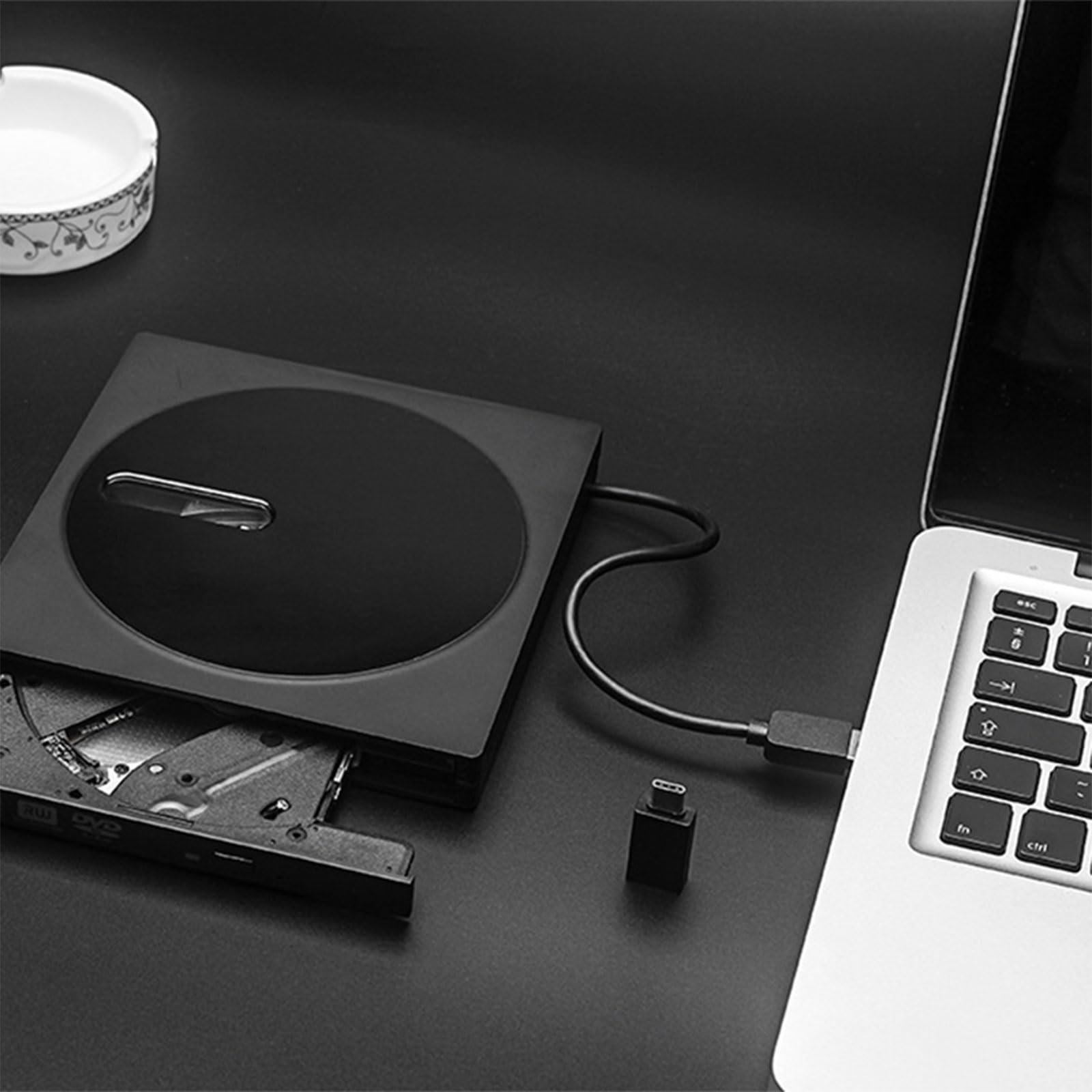GMBYLBY便携式外置光驱 USB-C/USB3.0 DVD刻录机 适用于笔记本电脑 轻薄本 台式机 外接DVD播放器 办公学习 家庭影院 数据备份
