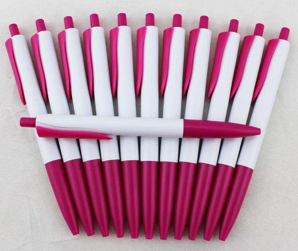 EZPENCILS & GIFTS Bulk Blank Ballpoint Pens - 70-Pack Assorted Colored Pens with Blue Ink, Hot Pink Tips, Clips & Caps - Perfect for Office, School, Gifts & Promotional Giveaways