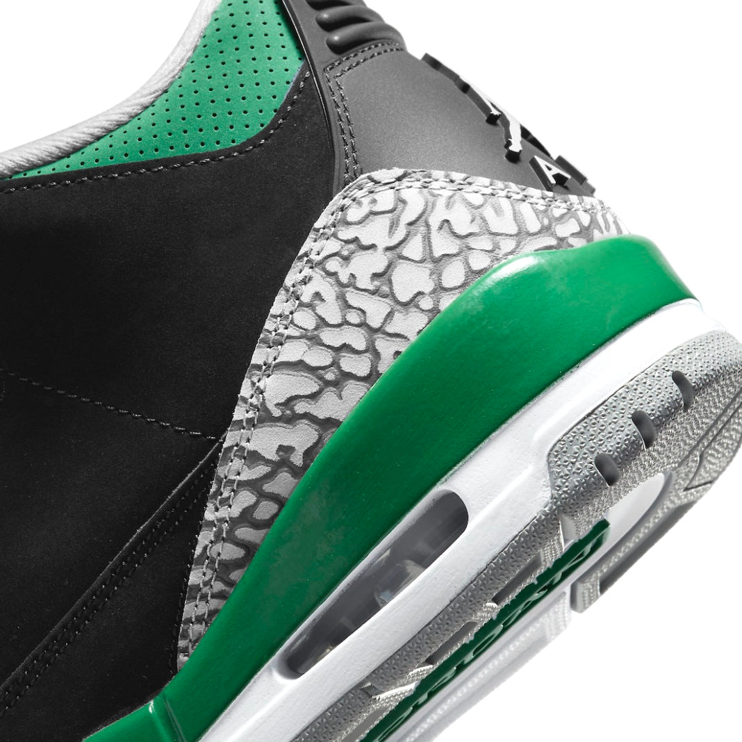 Air Jordan 3 Retro Men's Basketball Shoes - Black/Pine Green/Silver/White Colorway - Perfect for Streetwear & Sneaker Collectors