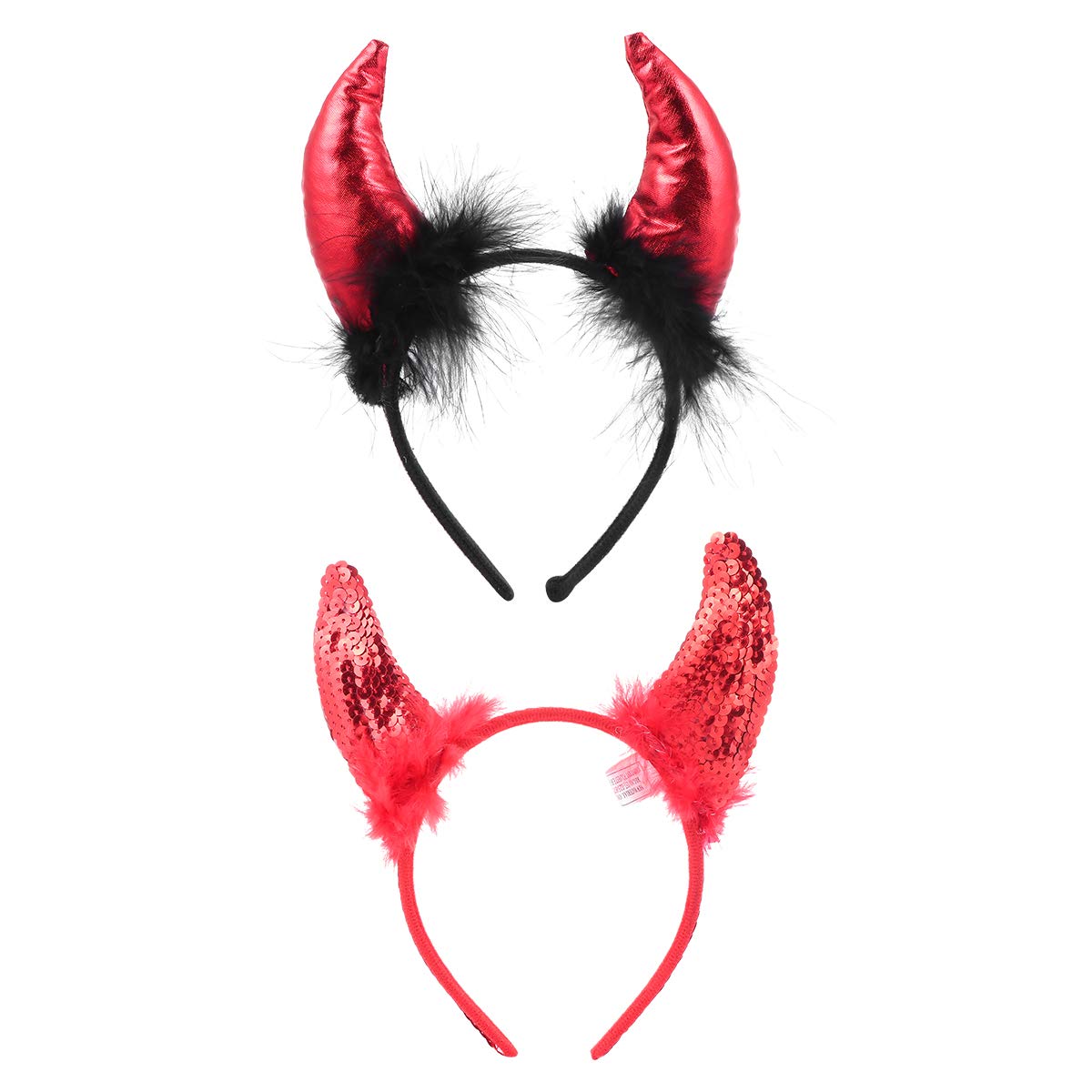 Uonlytech 2 Pack Halloween Devil Horn Headbands with Sequins - Costume Accessories for Women & Men, Cosplay Party Hair Bands for Halloween, Christmas, Cosplay Events & Theme Parties