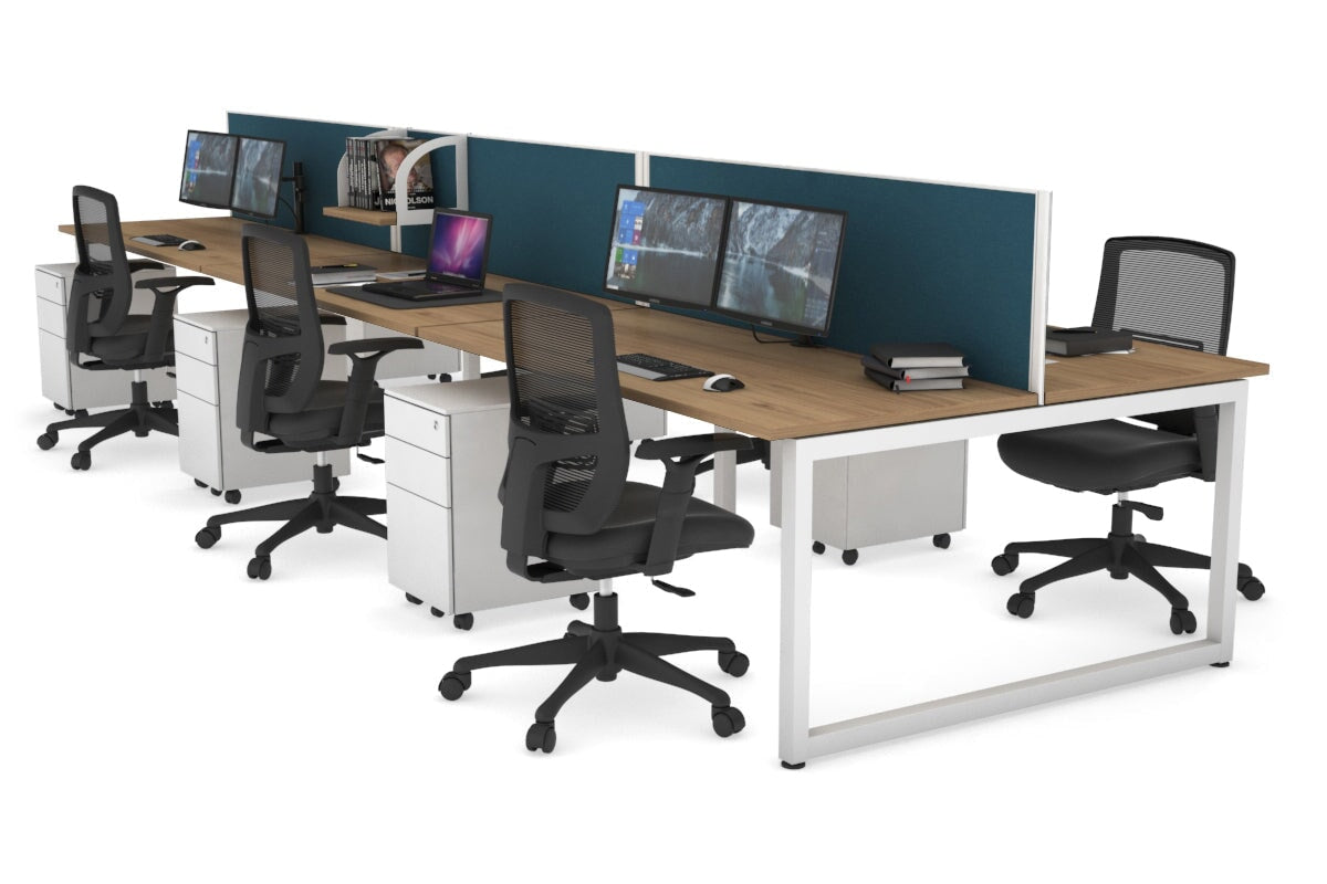 Quadro Loop Legs 6-Person Office Workstation Desk - 1400L x 700W Dimensions - Perfect for Collaborative Workspaces & Team Projects