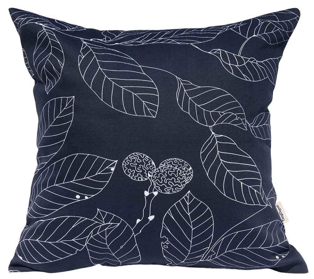 TangDepot Handmade Floral Leaf Decorative Throw Pillow Covers - 10 Size Options (20x20 Inches, Navy Blue) for Living Room, Bedroom & Sofa Decor