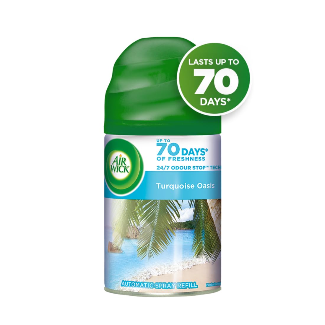 Air Wick Freshmatic Automatic Air Freshener Refill 250ml - Beach Walk (Turquoise Oasis) | 2600 Sprays Guaranteed | Long-Lasting Scent for Home, Bathroom & Office | Automatic Room Spray for Fresh & Inviting Spaces