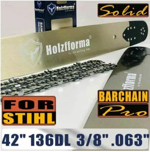 Holzfforma® 42 Inch 3/8 .063 Gauge 136DL Chainsaw Bar & Full Chisel Chain Combo Compatible with Stihl MS660 MS66 - Perfect for Professional Logging, Tree Felling & Heavy-Duty Wood Cutting
