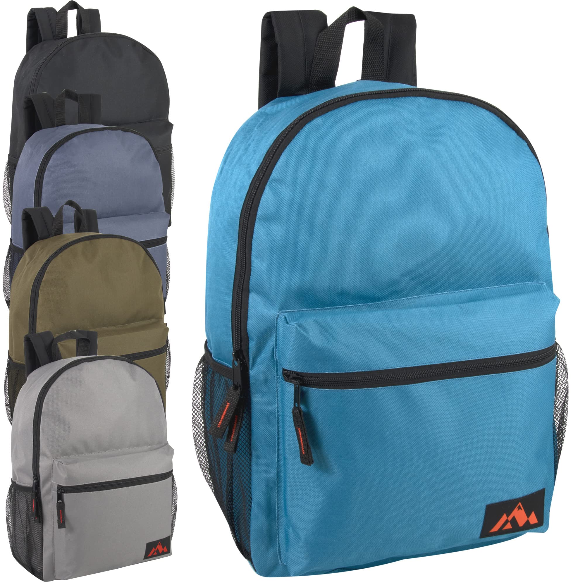 24 Pack Wholesale 18 Inch Color Block Backpacks for College, Adults & Sports - Bulk Backpacks for School, Travel & Outdoor Adventures