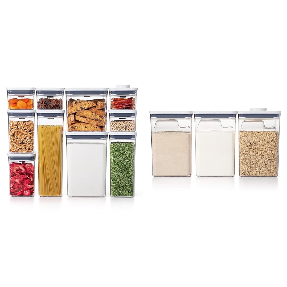 OXO Good Grips 16-Piece Food Storage Container Set & 6-Piece Canister Set - Airtight Kitchen Organization for Pantry, Flour, Sugar, Coffee, Spices | Perfect for Meal Prep & Home Baking