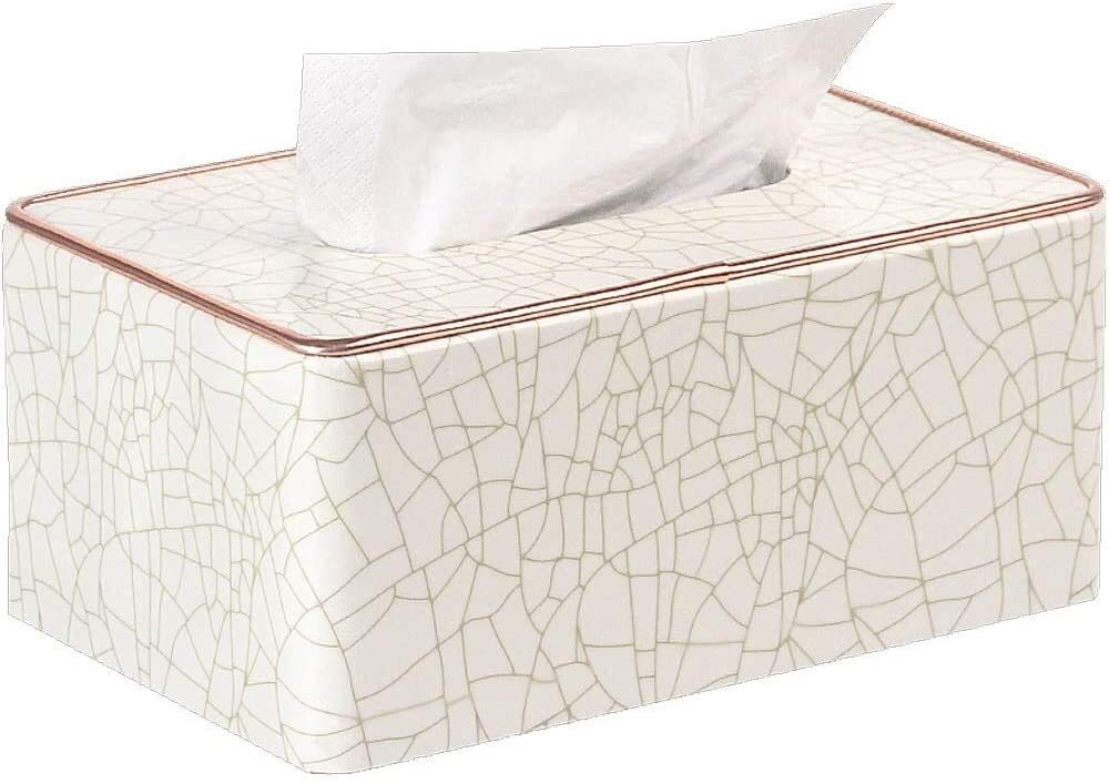 Rustic Farmhouse Tissue Box Cover - Japanese Style Paper Tray for Home Decor, Living Room & Dining Table - Simple Antique Tissue Storage Box (Off-White) | Perfect for Farmhouse, Cottage & Asian-Inspired Home Decor