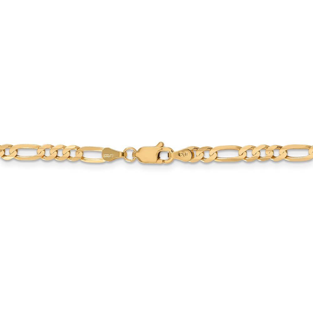The Black Bow 4mm 14k Yellow Gold Open Concave Figaro Chain Necklace - Perfect for Elegant Evening Events and Stylish Everyday Wear