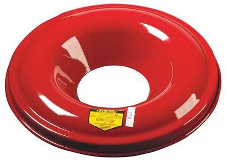 Steel Drum Cover with 1 Opening - 15 1/4 Inch Red Waste Receptacle Lid (2040999105) - Durable Trash Can Cover for Industrial, Construction & Outdoor Use