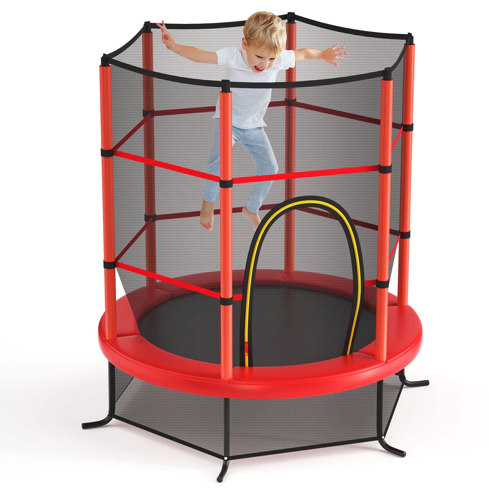 LIFEZEAL Kids Trampoline with Safety Net - Indoor/Outdoor Bounce Trampoline for Children, Heavy Duty Steel Frame, Protective Mat, Max 135kg Capacity - Perfect for Backyard, Garden, Playroom & Birthday Gifts