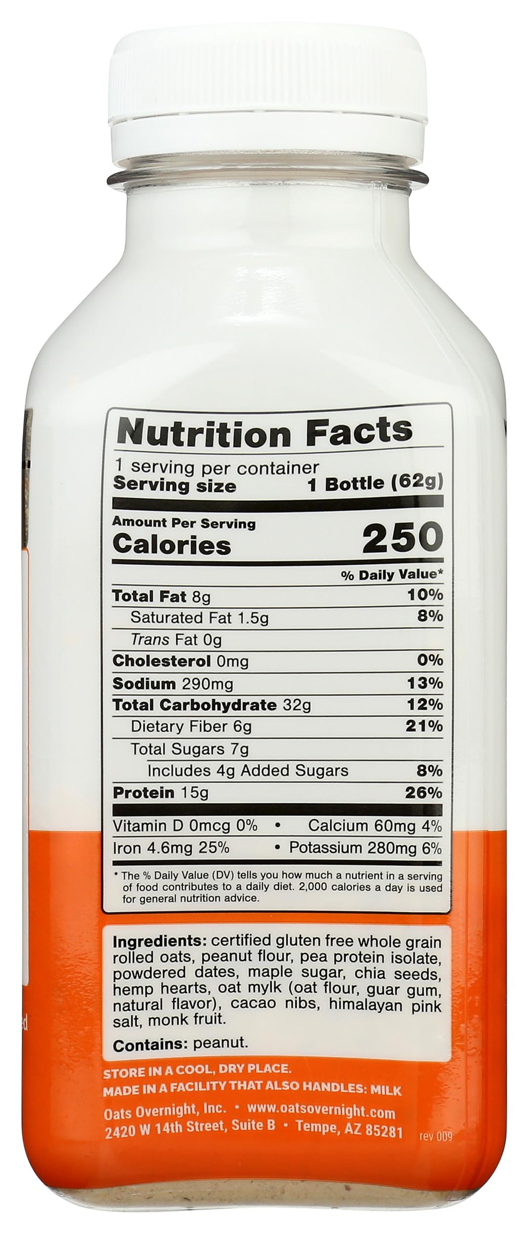 Oats Overnight Peanut Butter Crunch Overnight Oats Shake - 2.2 oz | High Protein Breakfast Meal Replacement | Quick & Easy Healthy Snack for Workouts, Camping & Busy Mornings