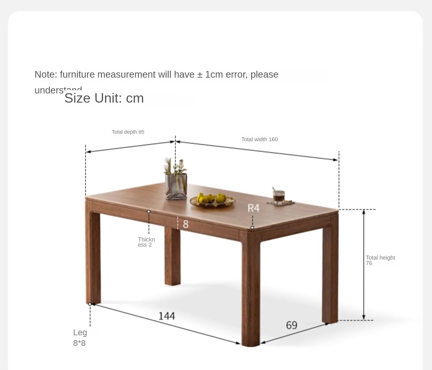 Premium Solid Wood Dining Table - Black Walnut, Ash & Red Oak - Large Farmhouse Style Table for Family Gatherings & Dinner Parties