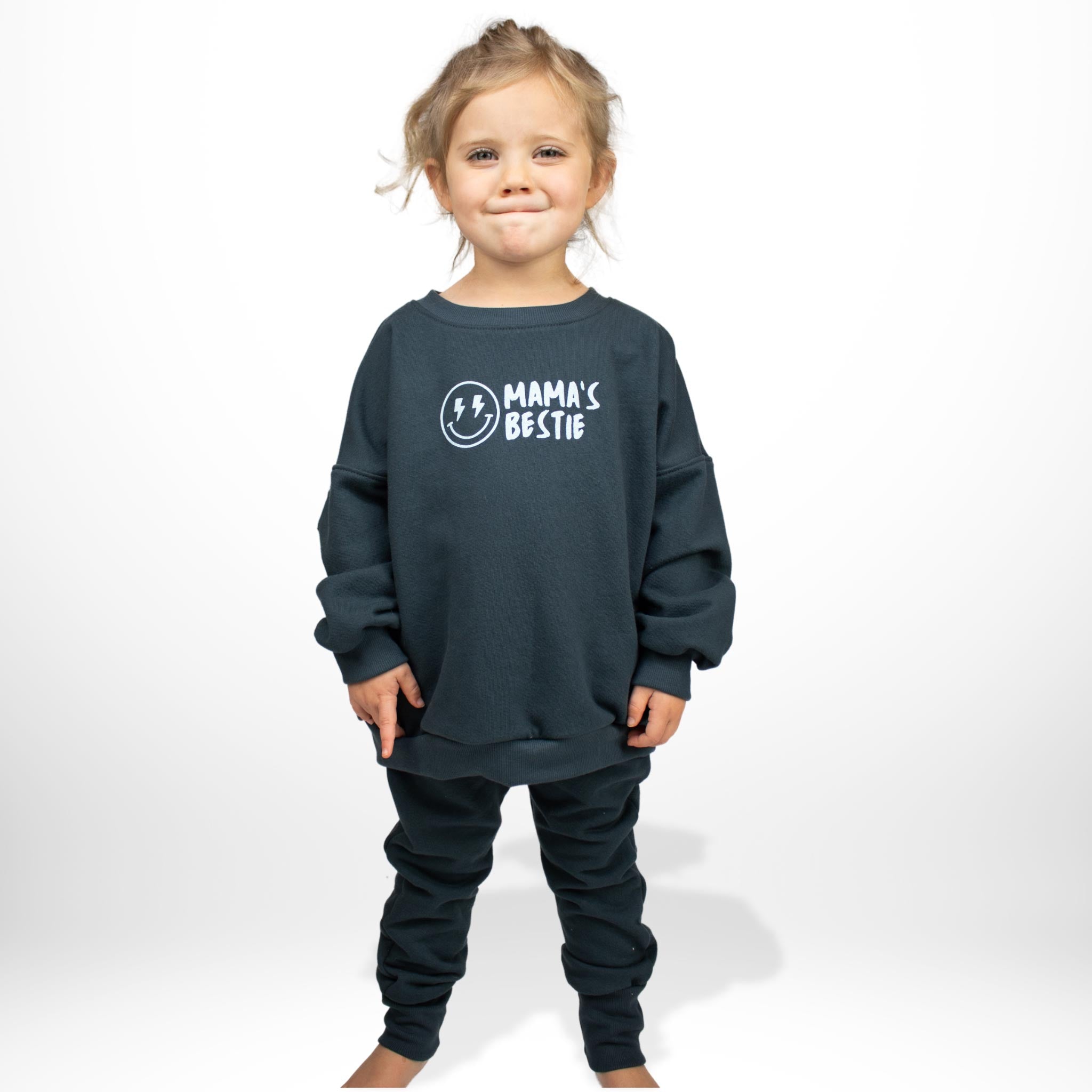 Organic Mama's Bestie Oversized Crewneck Sweatshirt - Soft Cotton Pullover for Women | Cozy Loungewear & Casual Outfit