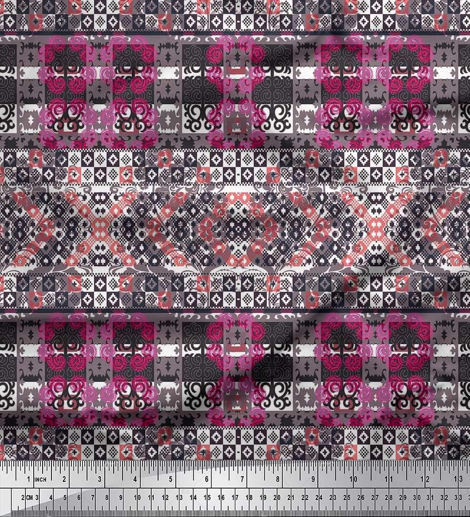 Soimoi Moss Georgette Brown Fabric by The Yard - 42 Inch Wide Check & Damask Ethnic Printed Textile for Dresses, Curtains & Home Decor - Classic Modern Fusion Fabric for DIY Sewing Projects