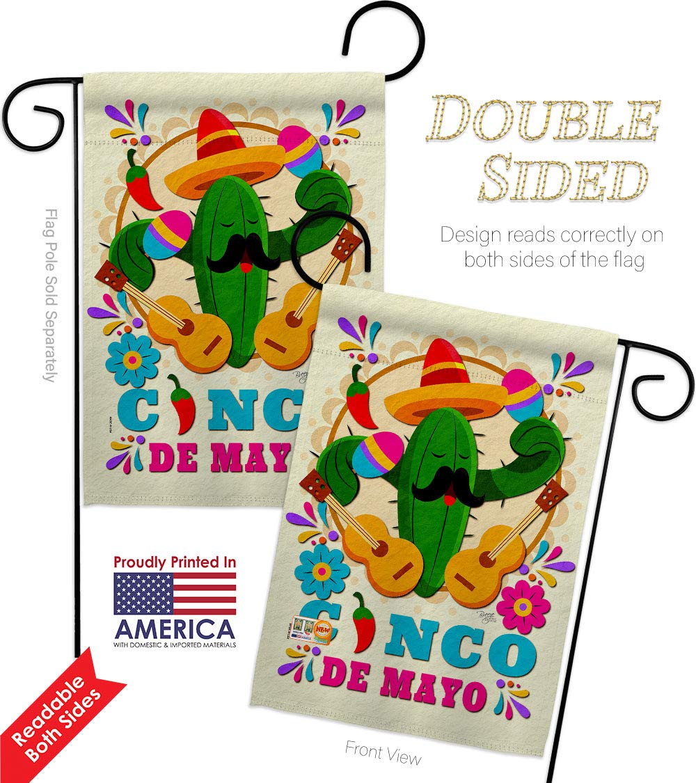 Mr. Cactus Garden Flag Set - Double-Sided Outdoor Decor for Mexican Fiesta & Summer Parties