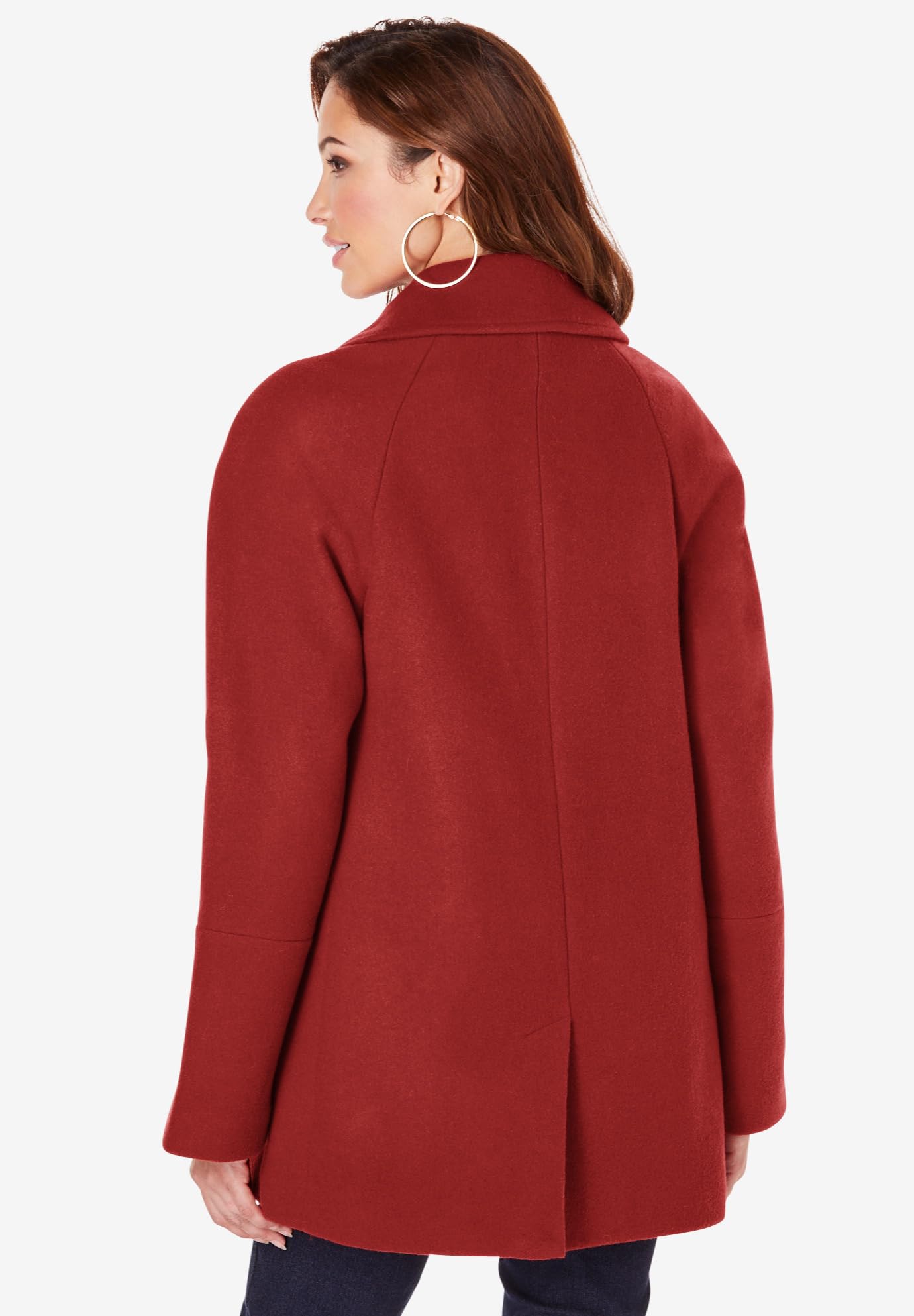 Rooman's Women's Plus Size Modern A-Line Peacoat Coat - Stylish Winter Outerwear for Curvy Women | Perfect for Office, Dating & Special Occasions