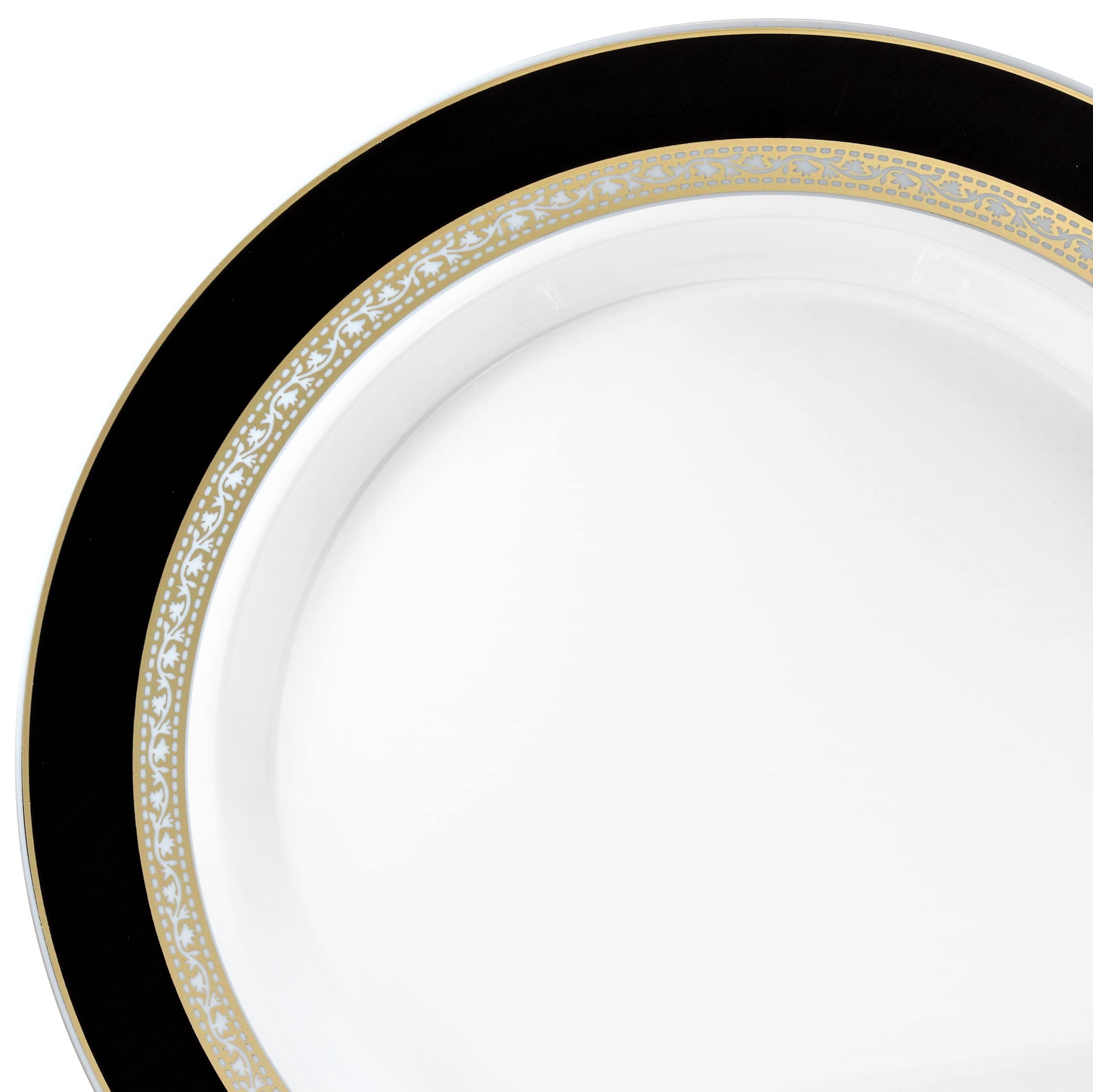 40-Pack Heavyweight Disposable Plastic Plates for Weddings & Parties - 10.5'' Elegant Black & Gold Dinner Plates - Perfect for Formal Events, Catering, and Special Occasions