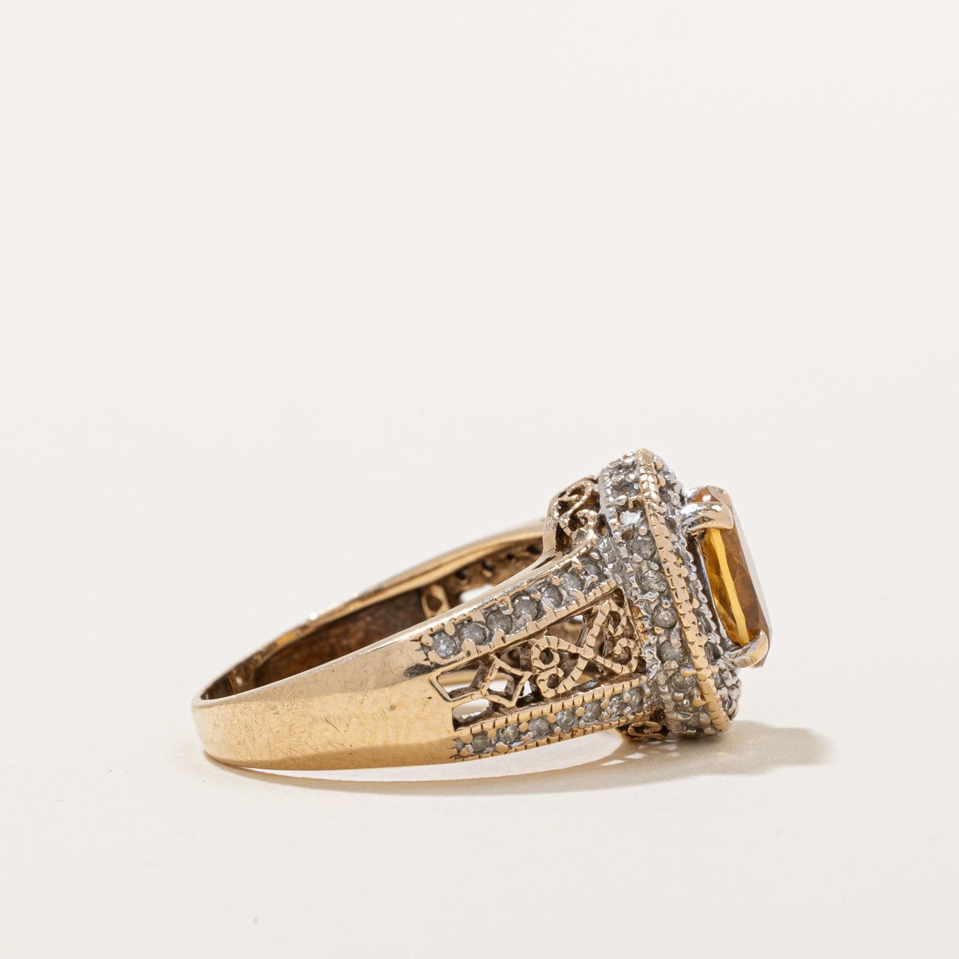 Exquisite 0.80ct Citrine & 0.18ctw Diamond Halo Ring - Size 6.25 | Elegant Gemstone Jewelry for Women | Perfect for Engagement, Anniversary & Special Occasions