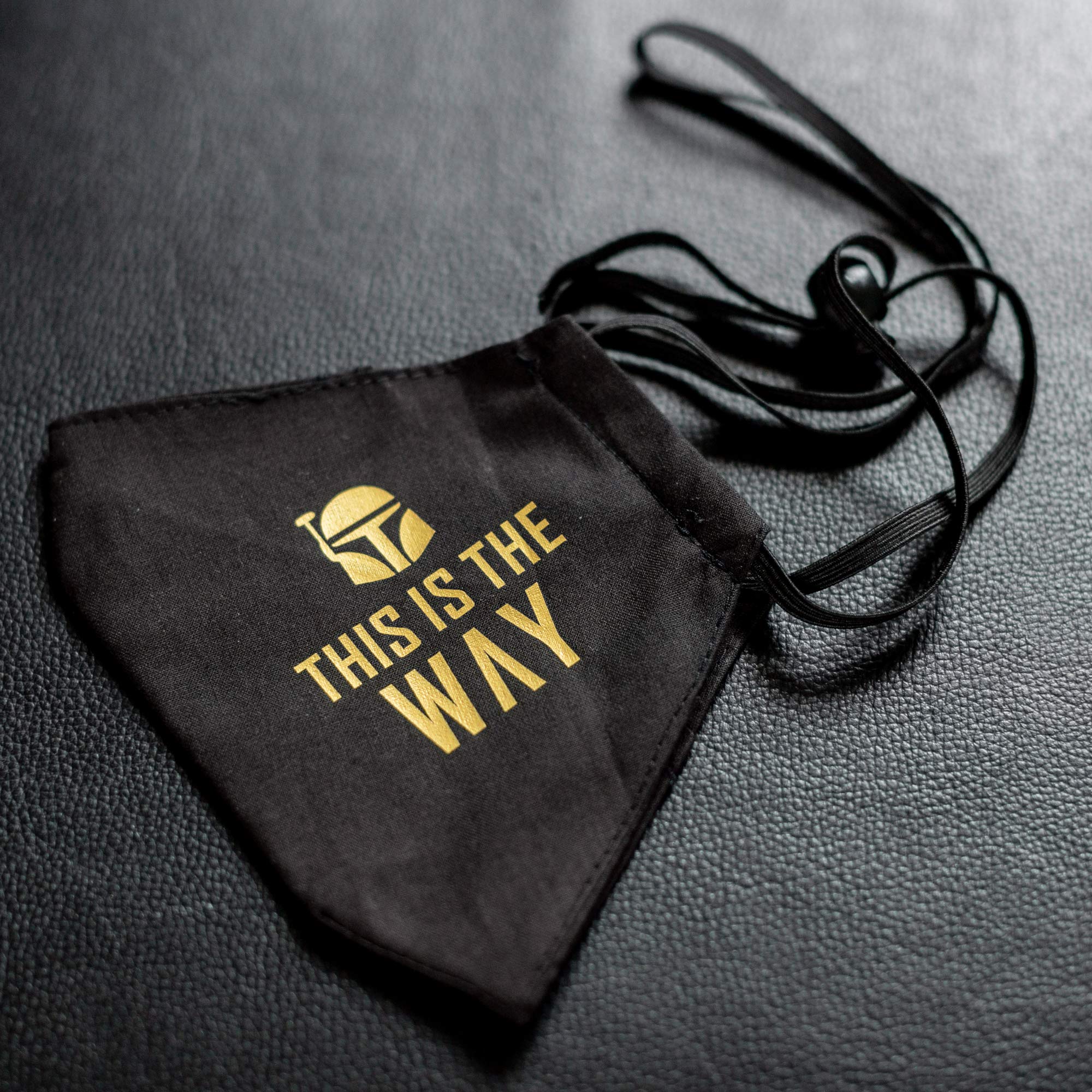 Boom Lab This Is The Way 3-Layer Washable Face Mask with Filter Pocket - Adjustable Around-the-Head Style, Natural & Reusable (Gold, Small) - Perfect for Cosplay, Daily Protection & Fandom Events