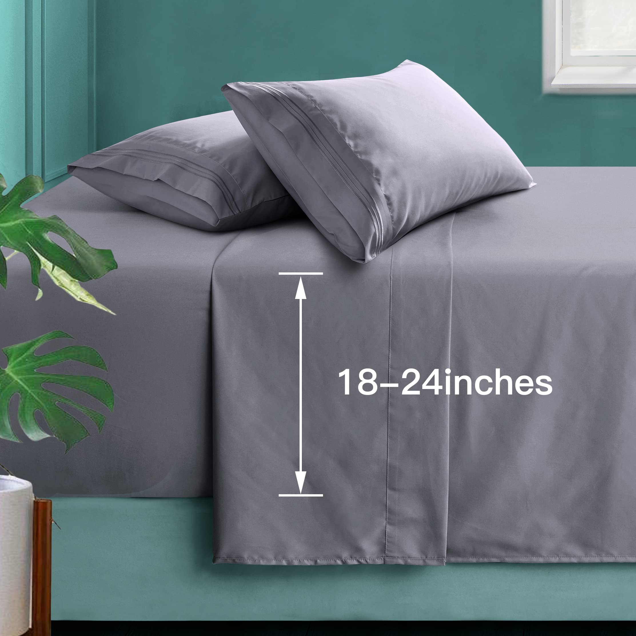 Luxury 1800 Thread Count Full Size Sheets Set with Extra Deep Pockets (Fits Mattress up to 24