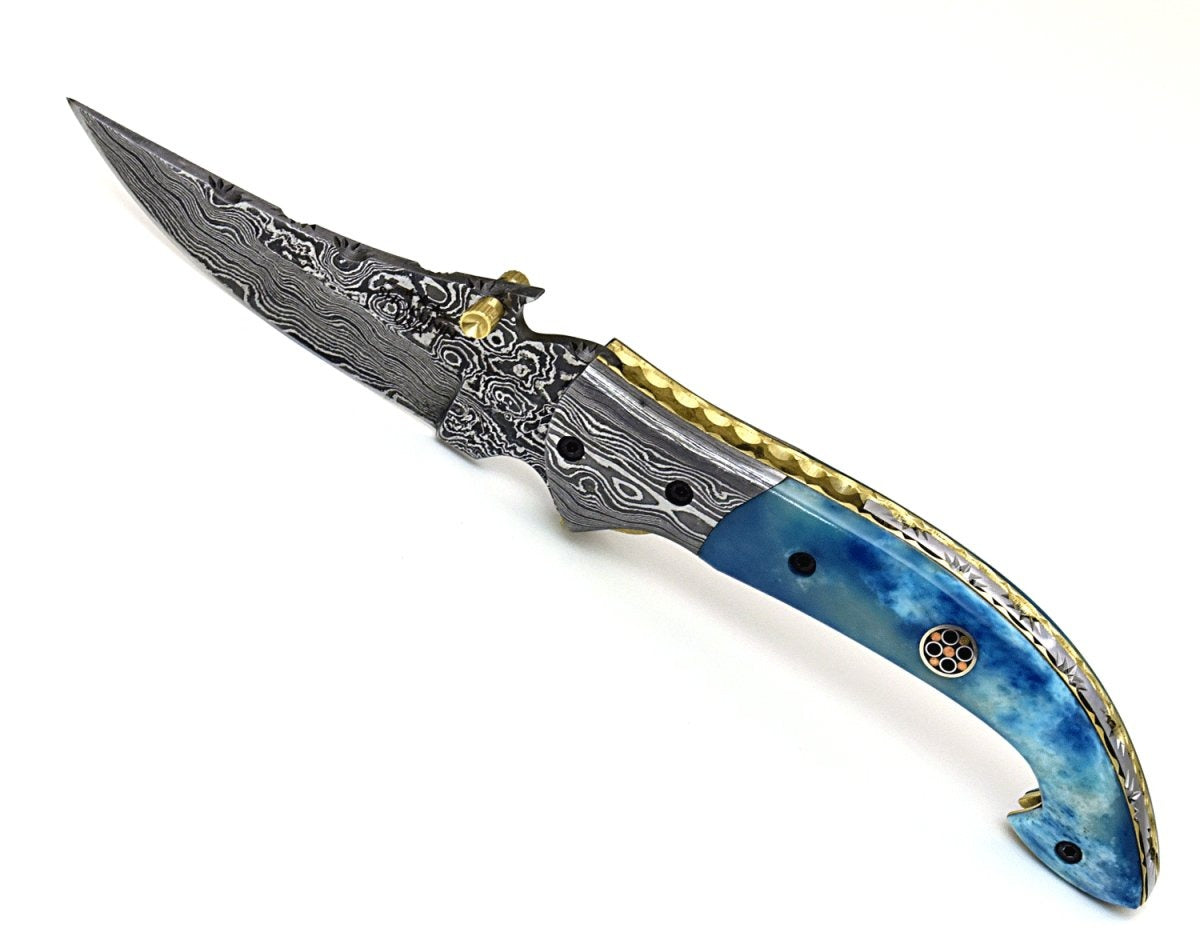 Premium Dionysus Gentleman's Pocket Knife - Handcrafted Bone Handle & Genuine Leather Sheath - Perfect for Outdoor Adventures, Camping, and Everyday Carry (EDC)