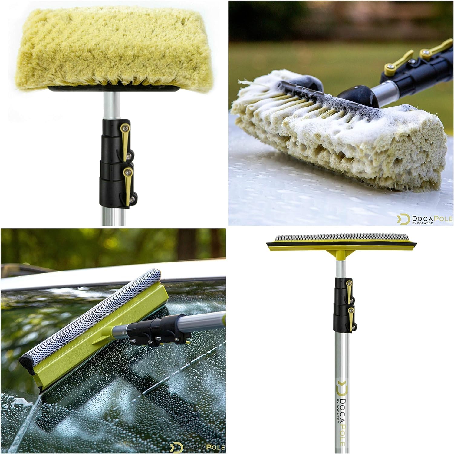 DOCA Professional Car Wash Kit 5-12 Ft with Extendable Pole - Includes Wash Mitt, Squeegee, Soft Bristle Brush & Mop - Perfect for Home, Car Detailing & Auto Wash Business